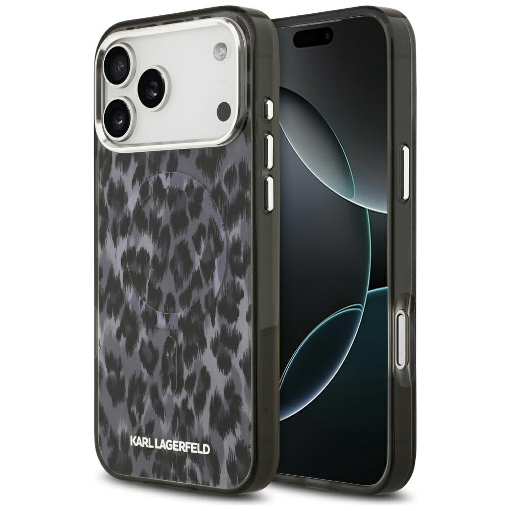 MagSafe Hülle für Apple iPhone 17 Pro Max, Karl Lagerfeld, IML Leopard Muster, Schwarz