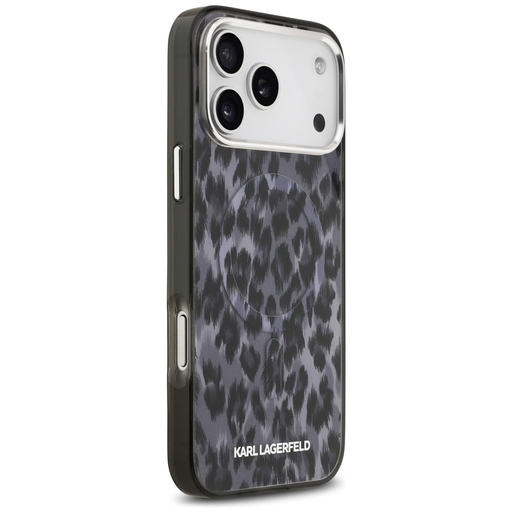 MagSafe Hülle für Apple iPhone 17 Pro Max, Karl Lagerfeld, IML Leopard Muster, Schwarz