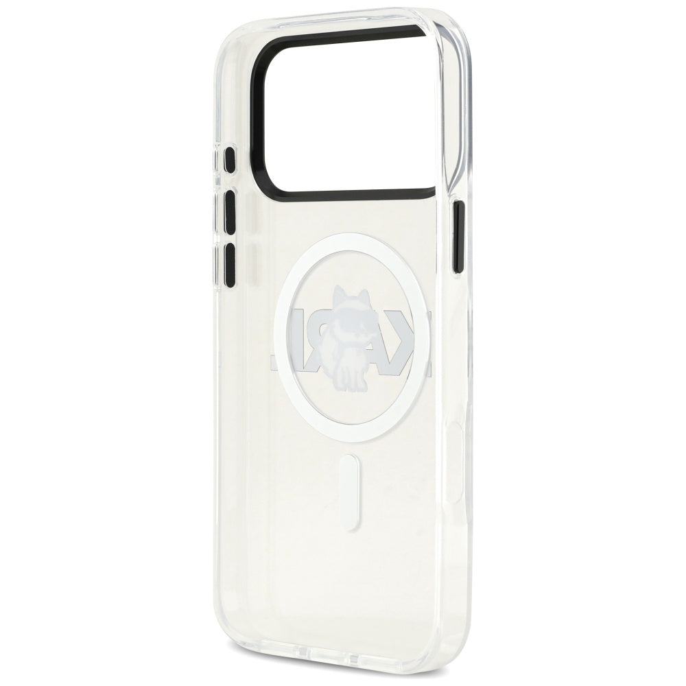 Custodia MagSafe per Apple iPhone 17 Pro Max, Karl Lagerfeld, IML Sketch Logo Choupette, Trasparente