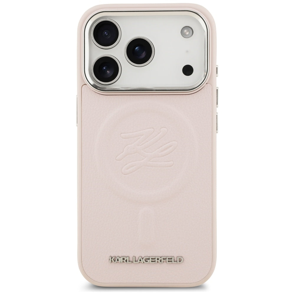 MagSafe Hülle für Apple iPhone 17 Pro Max, Karl Lagerfeld, Initial & Metal Logo, Rosa