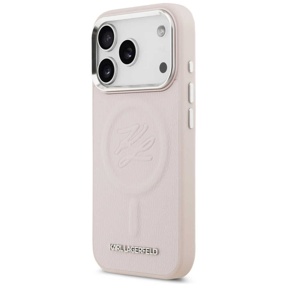 MagSafe Hülle für Apple iPhone 17 Pro Max, Karl Lagerfeld, Initial & Metal Logo, Rosa