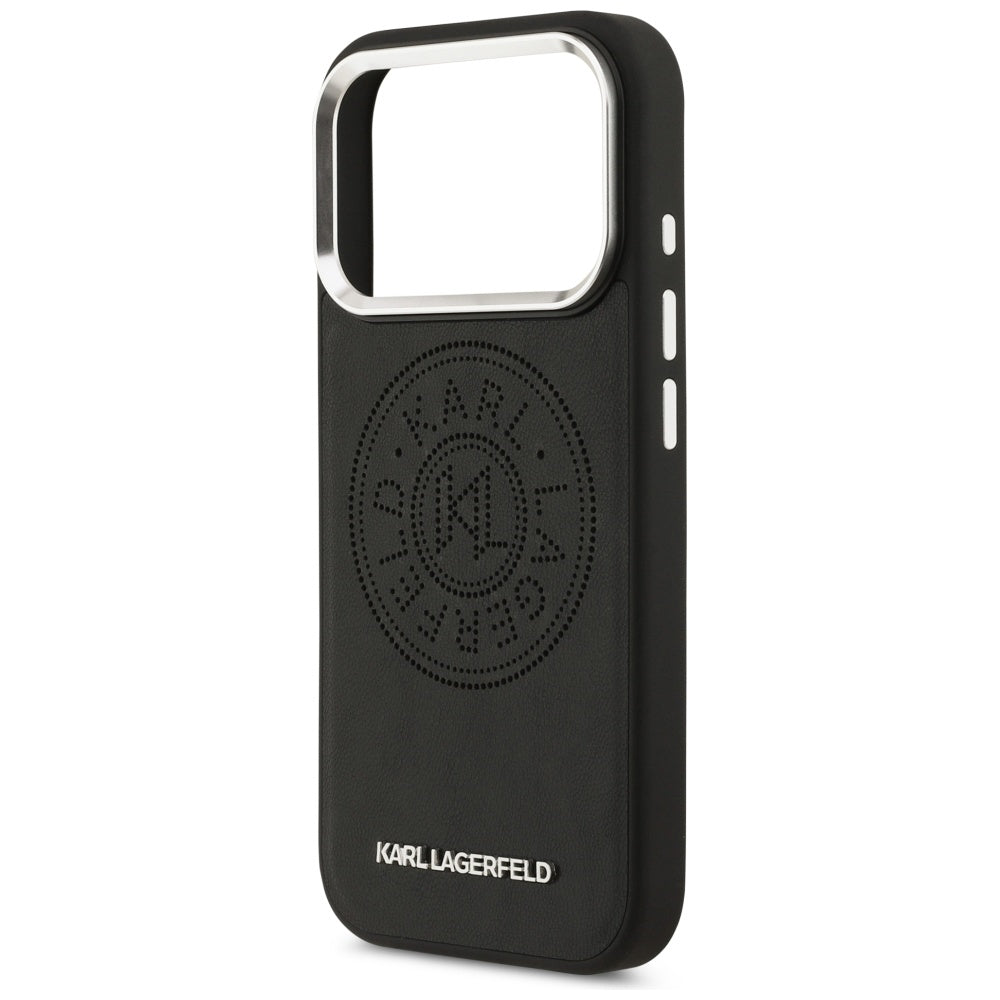 Custodia MagSafe per Apple iPhone 17 Pro Max, Karl Lagerfeld, Point & Metal Logo, Nera