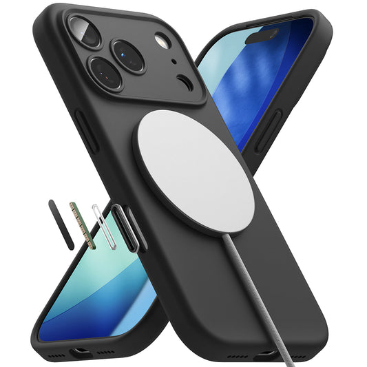Custodia MagSafe per Apple iPhone 17 Pro Max, Ringke, Silicone, Nera