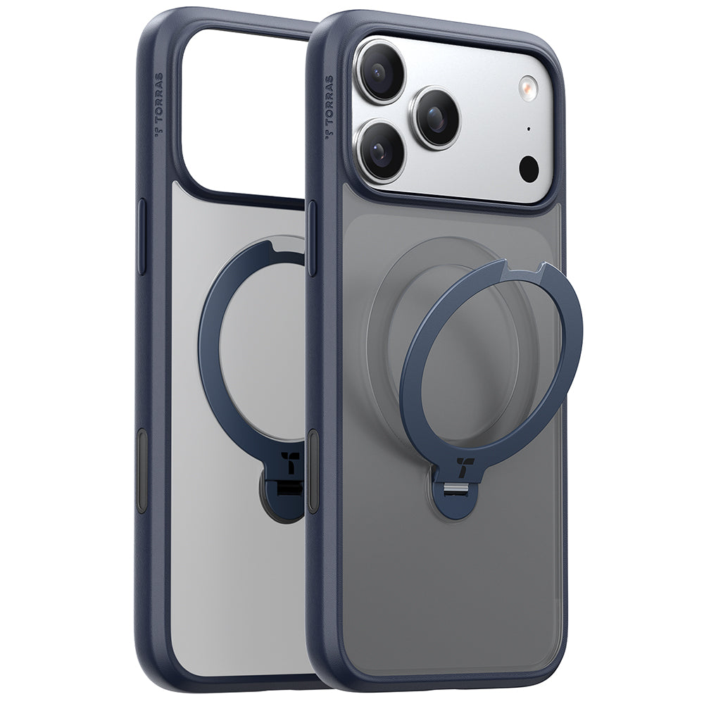 Custodia MagSafe per Apple iPhone 17 Pro Max, Torras, Ostand Spin, Blu Navy