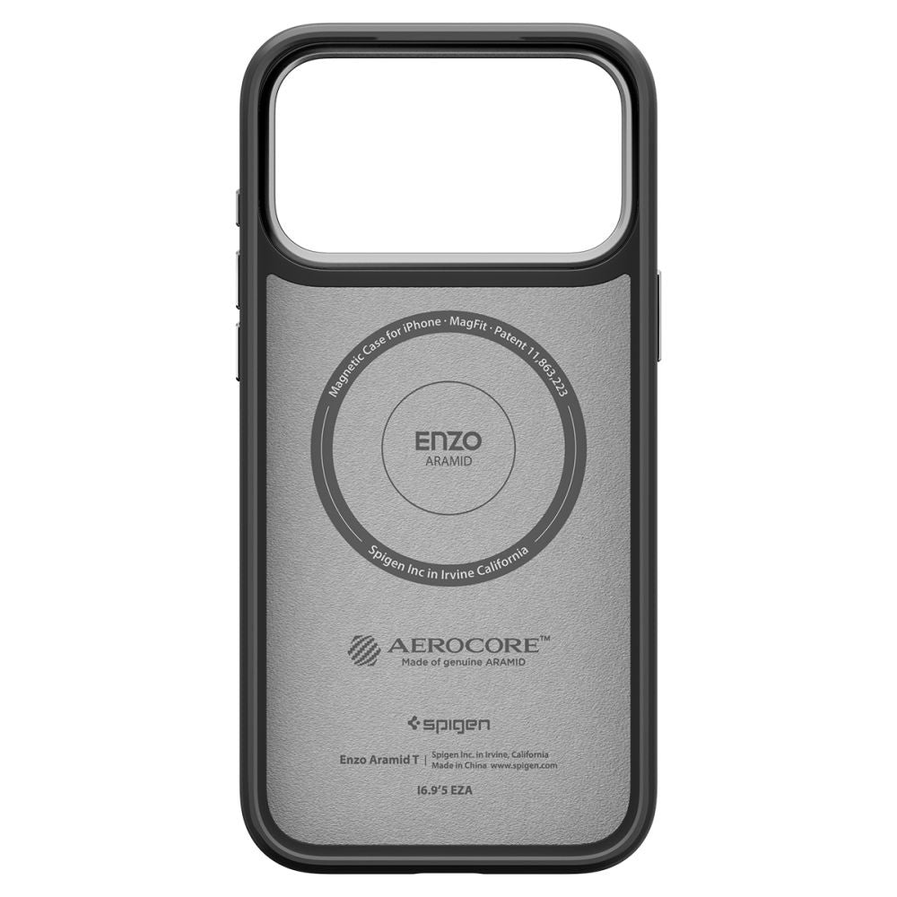 Housse MagSafe pour Apple iPhone 17 Pro, Spigen, Enzo Aramid T, Noire Argentée ACS09958