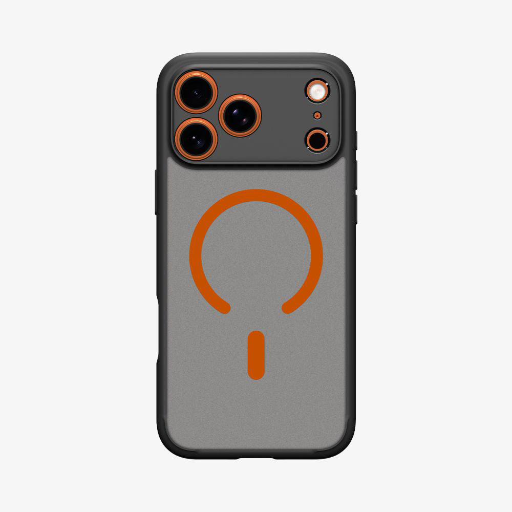 Custodia MagSafe per Apple iPhone 17 Pro, Spigen, Ultra Hybrid, Nera Arancione Satinata ACS10483