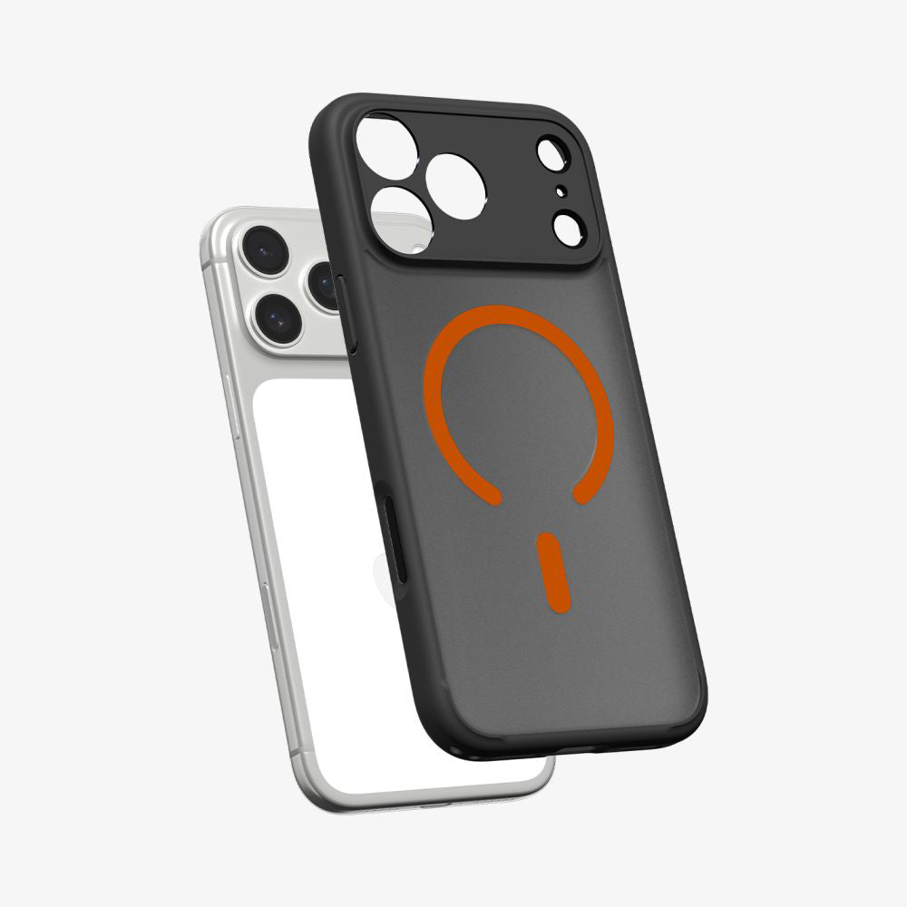 Custodia MagSafe per Apple iPhone 17 Pro, Spigen, Ultra Hybrid, Nera Arancione Satinata ACS10483
