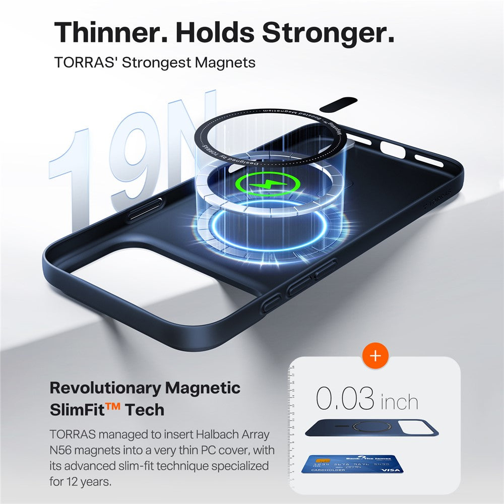 MagSafe Hülle für Apple iPhone 17 Pro, Torras, SlimFit, Marineblau