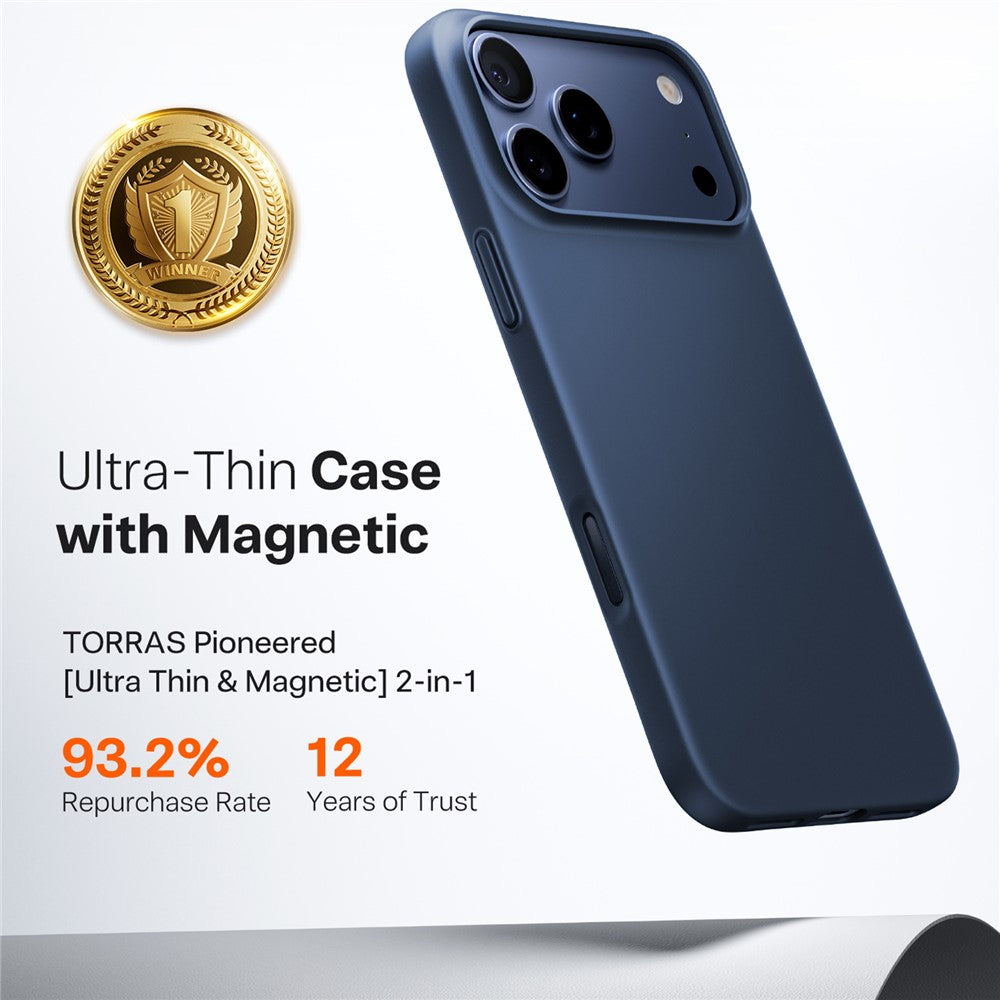 MagSafe Hülle für Apple iPhone 17 Pro, Torras, SlimFit, Marineblau