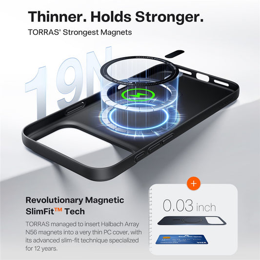 MagSafe Hülle für Apple iPhone 17 Pro, Torras, SlimFit, Schwarz