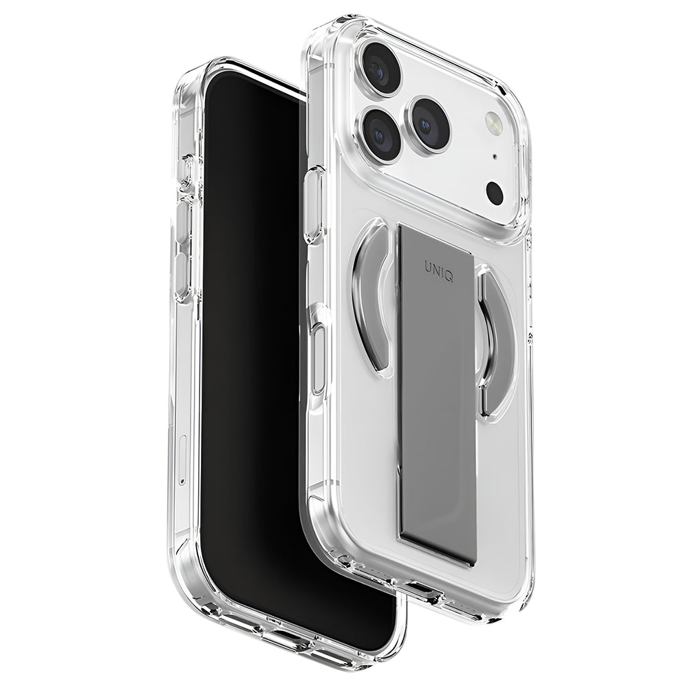 Coque MagSafe pour Apple iPhone 17 Pro, UNIQ, Heldro Air MagClick, Gris Transparent