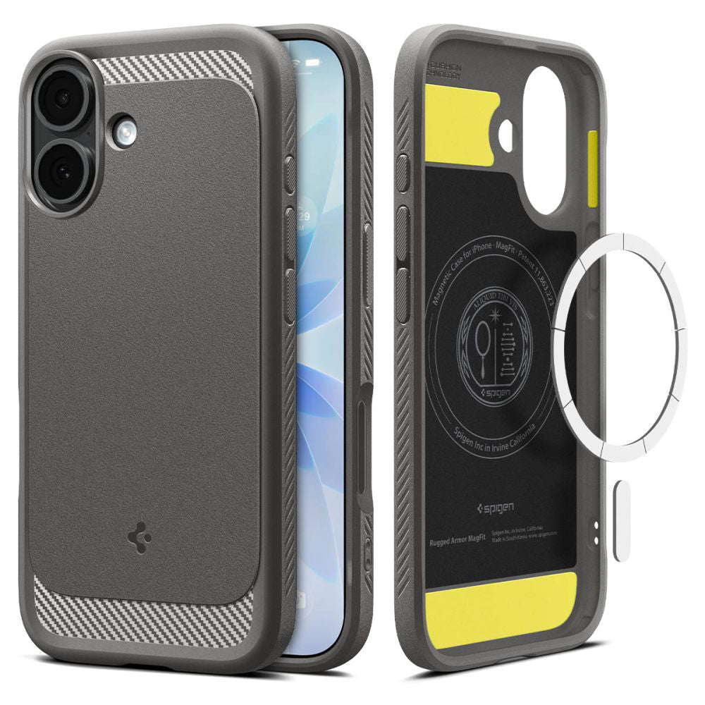 Coque MagSafe pour Apple iPhone 17, Spigen, Rugged Armor, Gris