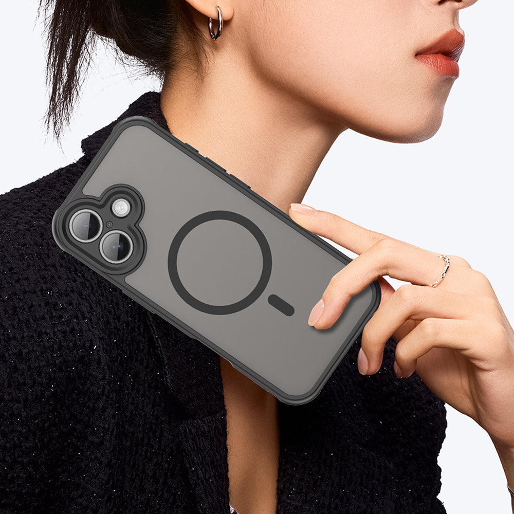 Custodia MagSafe per Apple iPhone 17, Techsuit, HaloFrost II, Nera