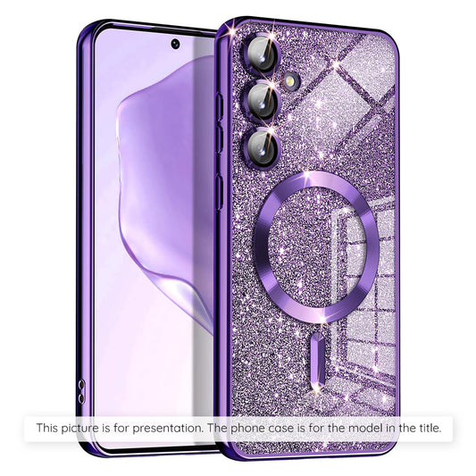 Coque MagSafe pour Apple iPhone 17, Techsuit, Luxury Glitter, Violet Foncé