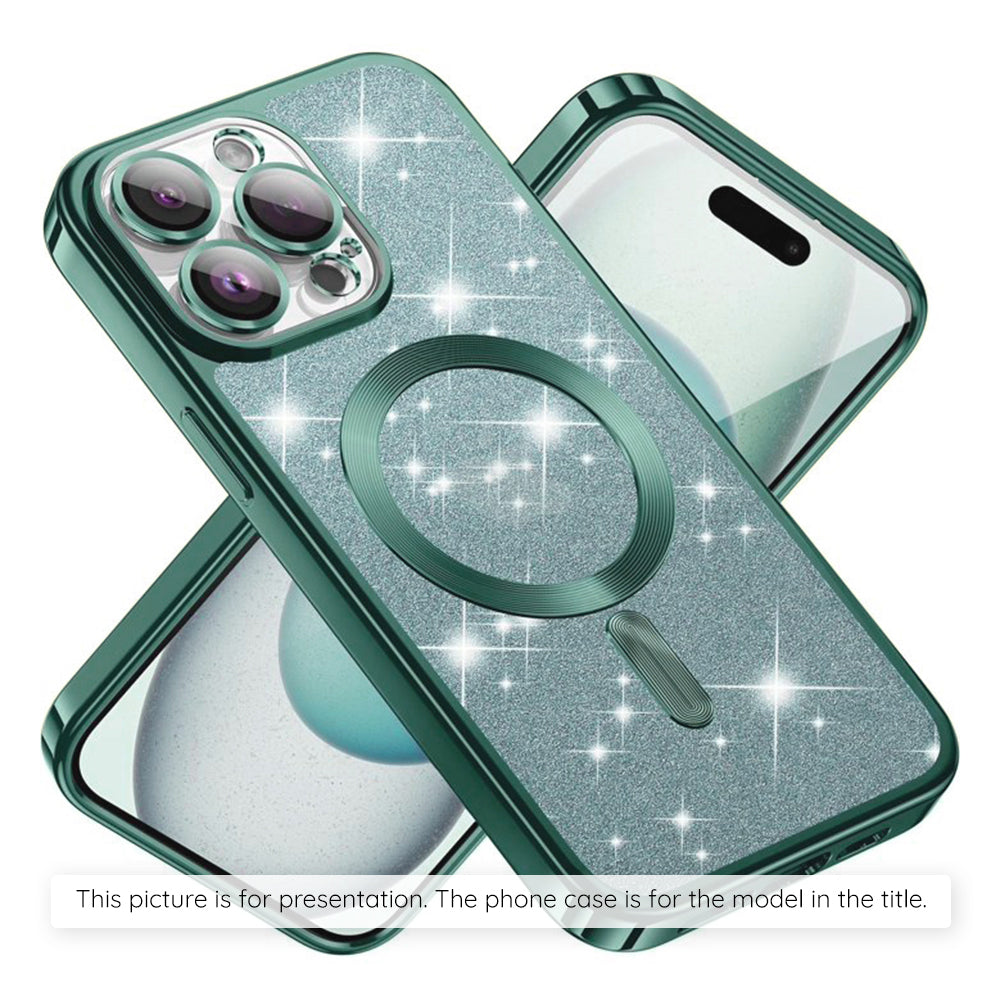 Custodia MagSafe per Apple iPhone 17, Techsuit, Luxury Glitter, Verde Chiaro