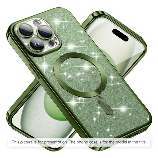 Coque MagSafe pour Apple iPhone 17, Techsuit, Luxury Glitter, Vert Foncé