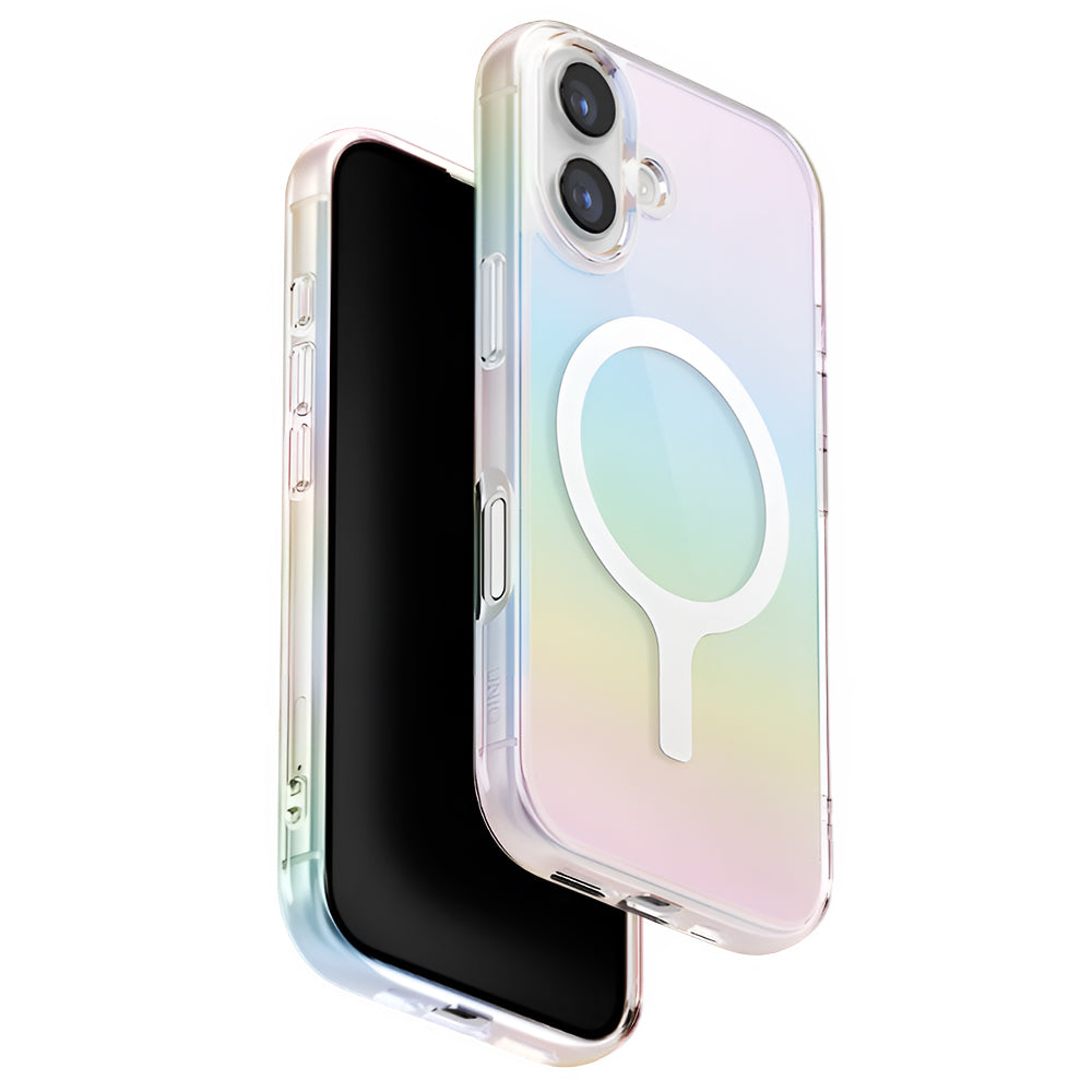 Custodia MagSafe per Apple iPhone 17, UNIQ, Iridescia MagClick, Multicolore
