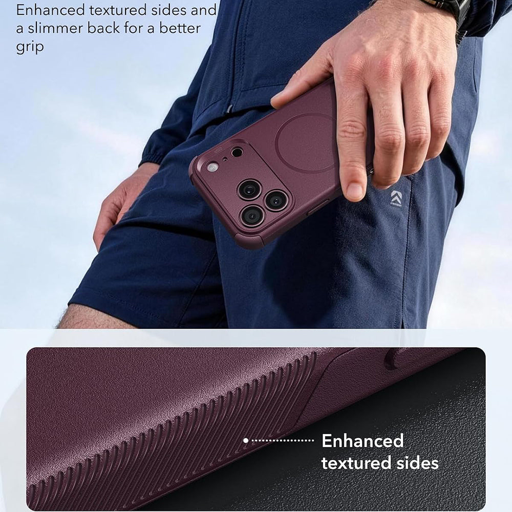 Coque MagSafe pour Apple iPhone 18 Pro / 17 Pro, ESR, Cyber, bordeaux foncé satiné