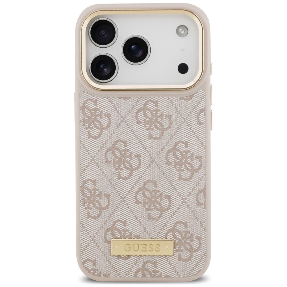Custodia MagSafe per Apple iPhone 18 Pro / 17 Pro, Guess, 4G Logo Plate, rosa