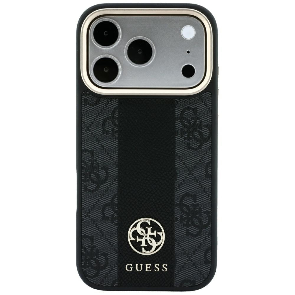 MagSafe Case for Apple iPhone 18 Pro / 17 Pro, Guess, 4G Stripe Round Classic Logo, Black