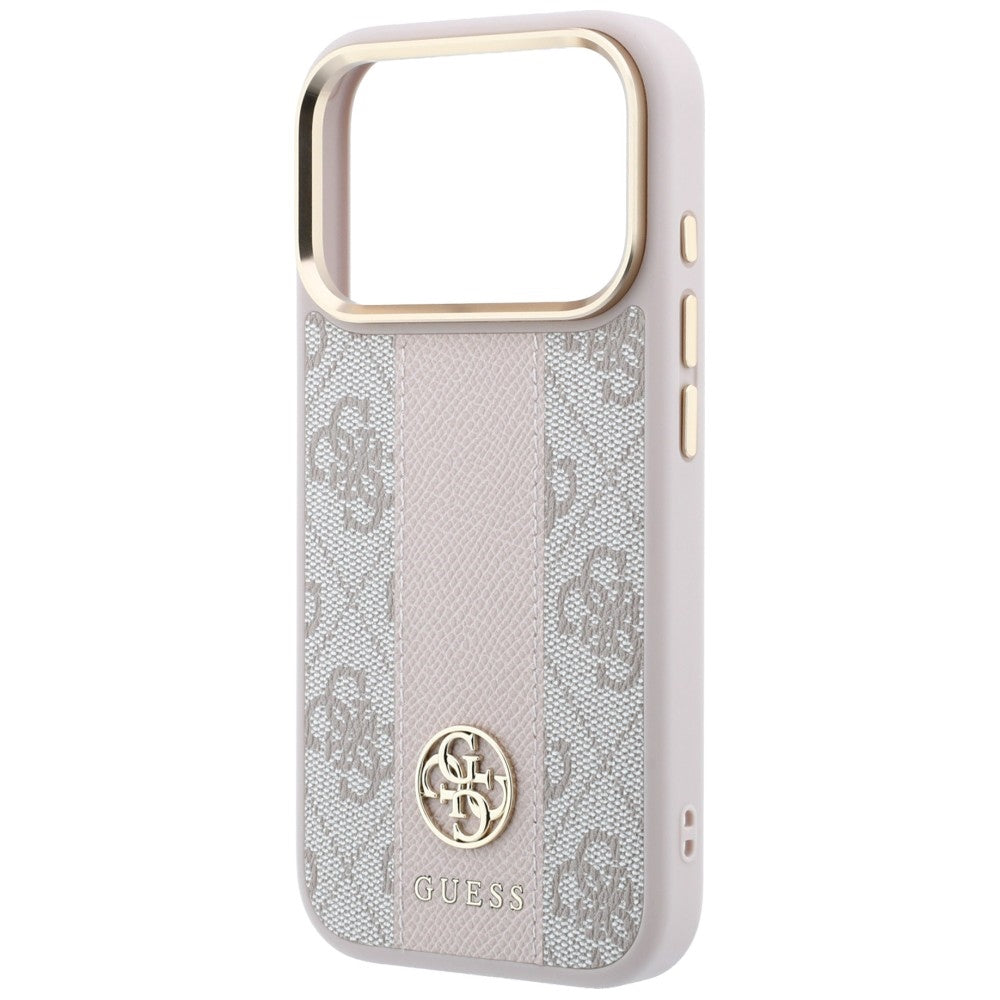 Custodia MagSafe per Apple iPhone 18 Pro / 17 Pro, Guess, 4G Stripe Round Classic Logo, Rosa