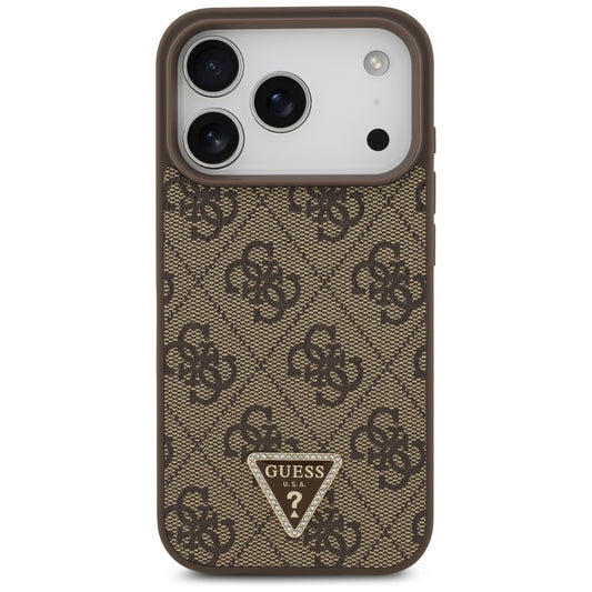 Custodia MagSafe per Apple iPhone 18 Pro / 17 Pro, Guess, 4G Triangle Strass, Marrone