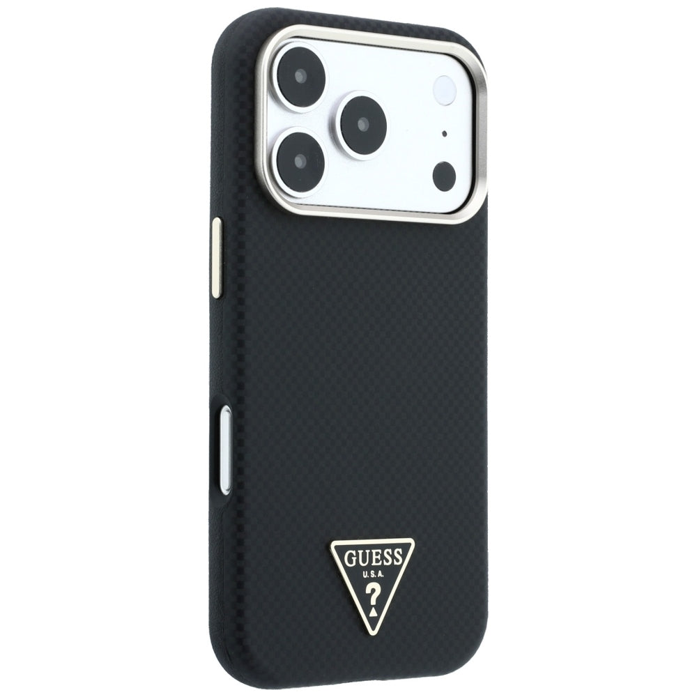 Custodia MagSafe per Apple iPhone 18 Pro / 17 Pro, Guess, Logo Triangolo Kevlar, Nera