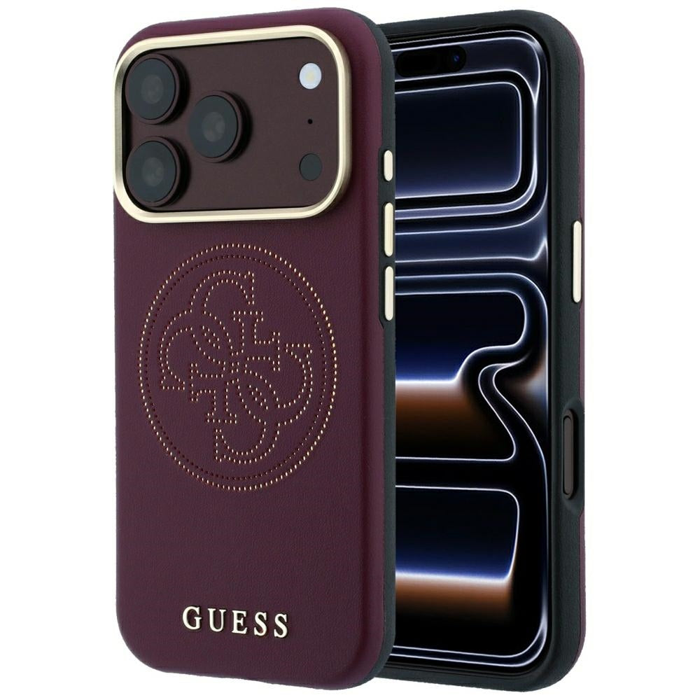 Custodia MagSafe per Apple iPhone 18 Pro / 17 Pro, Guess, Perforata 4G, Vinaccia