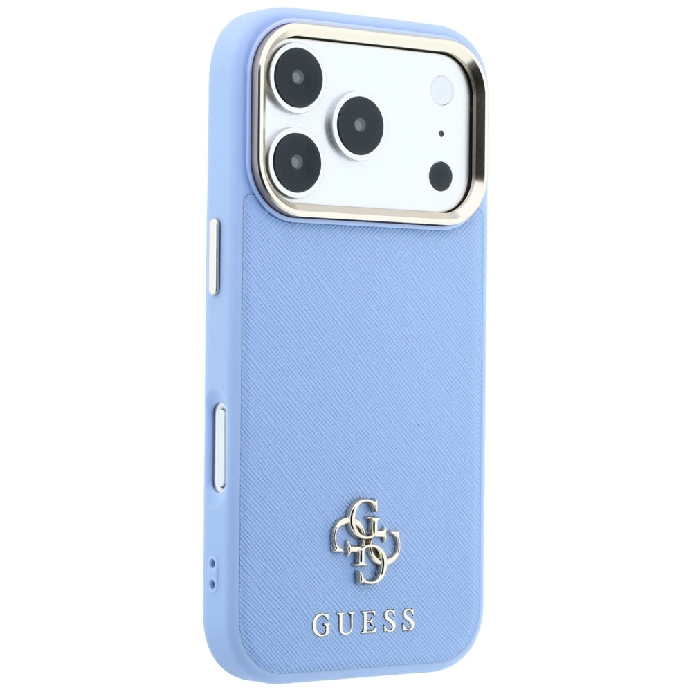 MagSafe-Hülle für Apple iPhone 18 Pro / 17 Pro, Guess, Saffiano Small 4G Classic, Blau