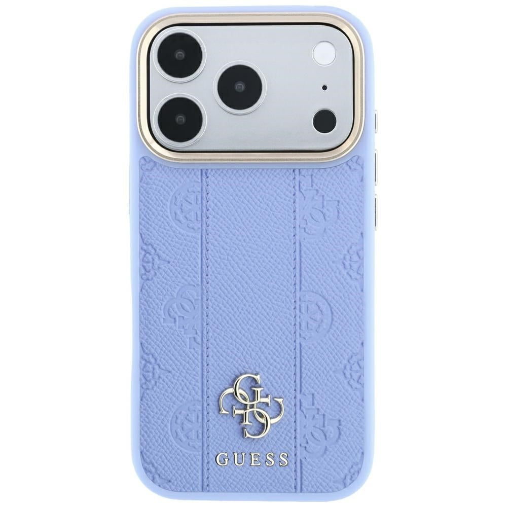 Custodia MagSafe per Apple iPhone 18 Pro / 17 Pro, Guess, Stripe Peony 4G, Blu
