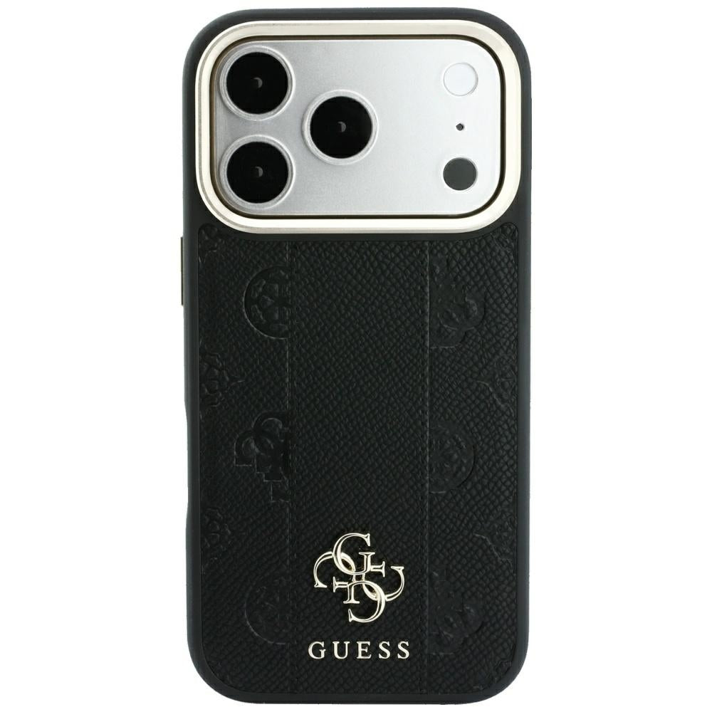 MagSafe-Hülle für Apple iPhone 18 Pro / 17 Pro, Guess, Stripe Peony 4G, Schwarz