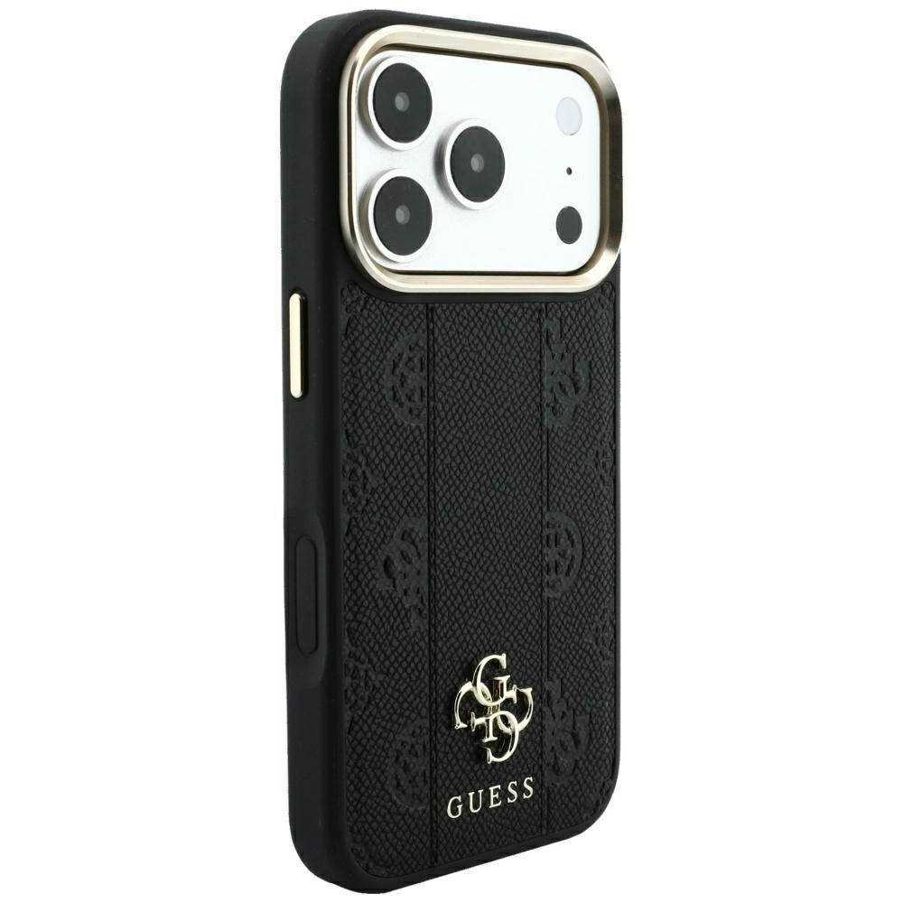 MagSafe-Hülle für Apple iPhone 18 Pro / 17 Pro, Guess, Stripe Peony 4G, Schwarz