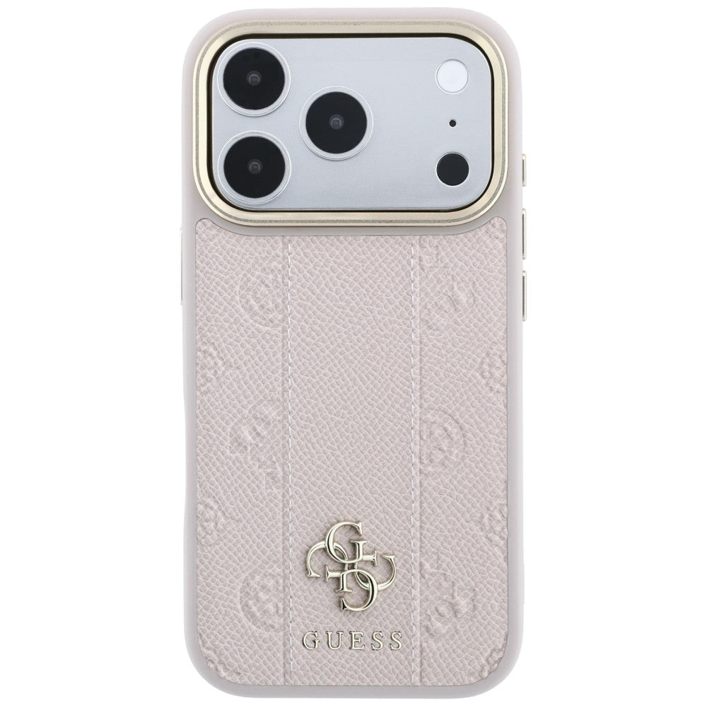 Custodia MagSafe per Apple iPhone 18 Pro / 17 Pro, Guess, Stripe Peony 4G, Rosa