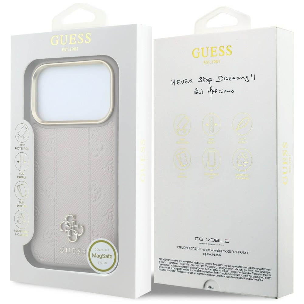 Custodia MagSafe per Apple iPhone 18 Pro / 17 Pro, Guess, Stripe Peony 4G, Rosa