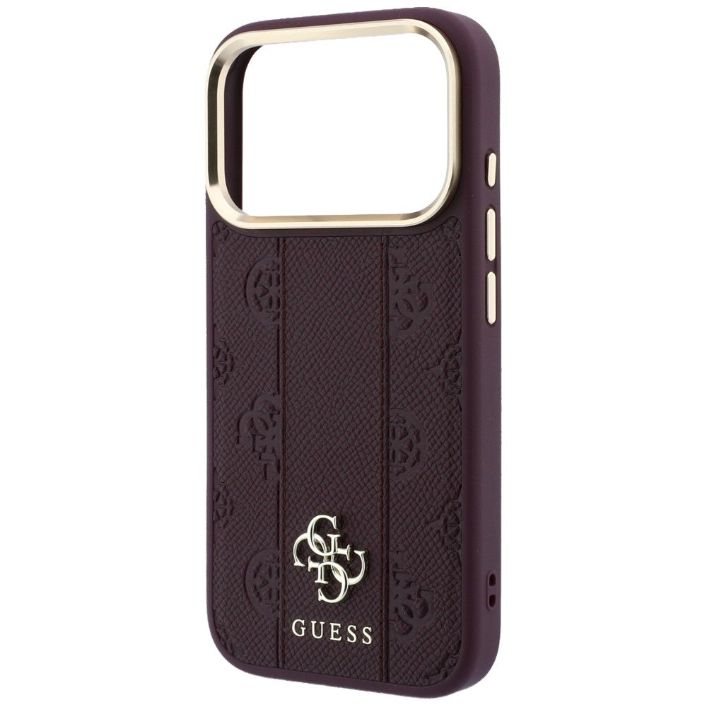 MagSafe-Hülle für Apple iPhone 18 Pro / 17 Pro, Guess, Stripe Peony 4G, Weinrot