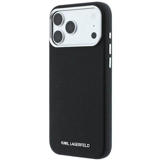 Custodia MagSafe per Apple iPhone 18 Pro / 17 Pro, Karl Lagerfeld, Logo Allungato Granulato, Nera