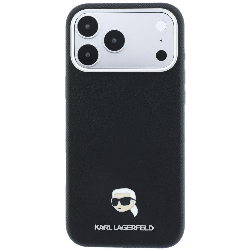 Custodia MagSafe per Apple iPhone 18 Pro / 17 Pro, Karl Lagerfeld, Metallo Testa Karl Grana, Nera