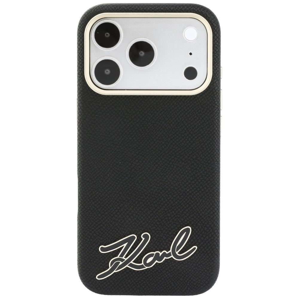 MagSafe-Hülle für Apple iPhone 18 Pro / 17 Pro, Karl Lagerfeld, geprägtes Harz-Signatur-Logo, Schwarz