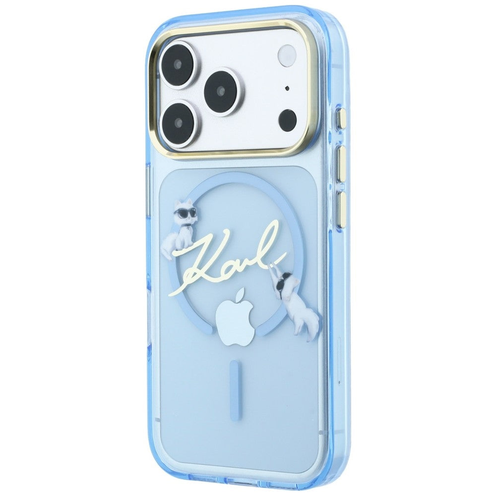Coque MagSafe pour Apple iPhone 18 Pro / 17 Pro, Karl Lagerfeld, IML Logo Script Karl, Bleu