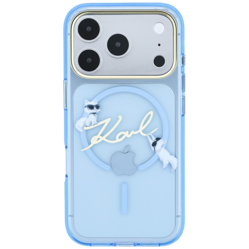 Coque MagSafe pour Apple iPhone 18 Pro / 17 Pro, Karl Lagerfeld, IML Logo Script Karl, Bleu