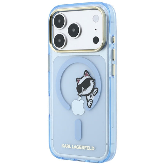Custodia MagSafe per Apple iPhone 18 Pro / 17 Pro, Karl Lagerfeld, IML Peekaboo Print e Cornice Metallica, Blu