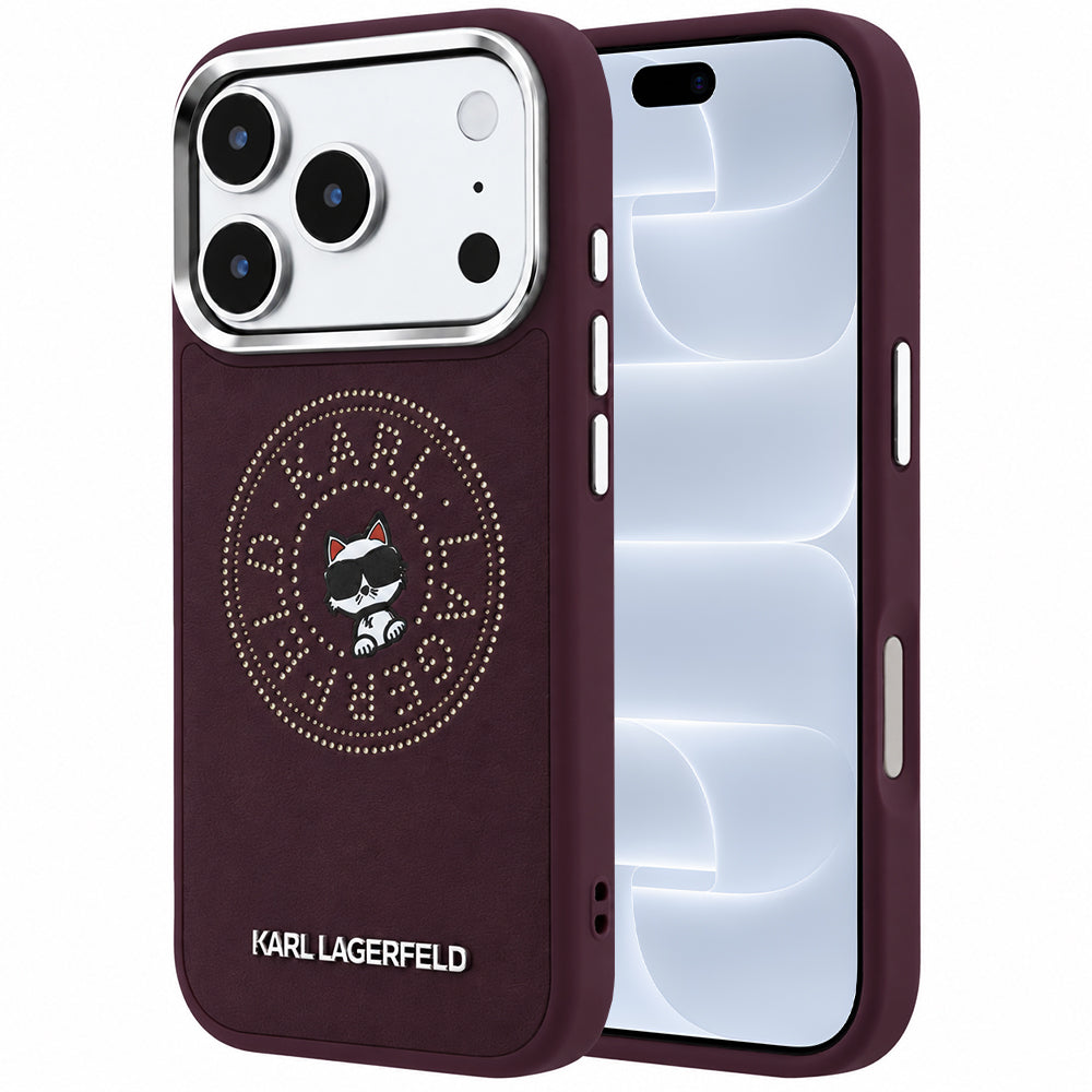 Custodia MagSafe per Apple iPhone 18 Pro / 17 Pro, Karl Lagerfeld, Point and Choupette Sketch, Vinaccia