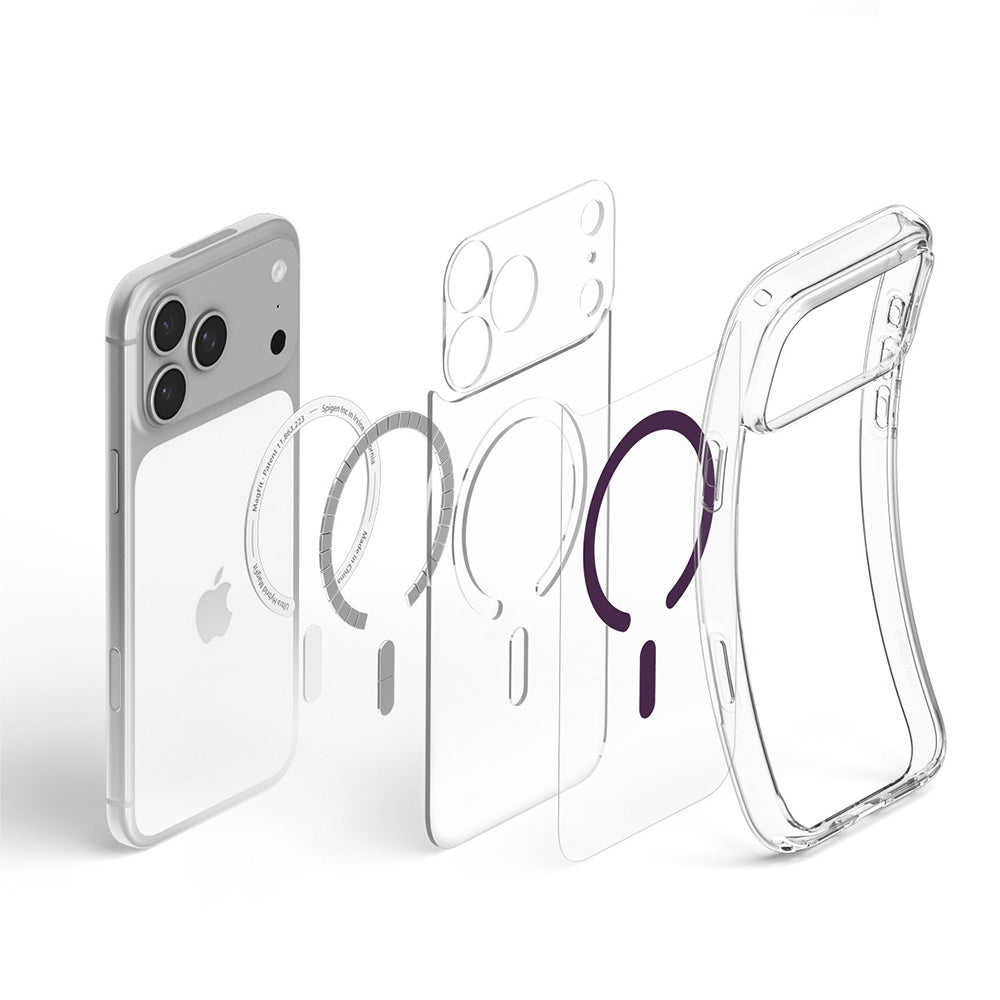 Custodia MagSafe per Apple iPhone 18 Pro / 17 Pro, Spigen, Ultra Hybrid, bordeaux trasparente ACS12335