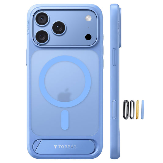 Coque MagSafe pour Apple iPhone 18 Pro / 17 Pro, Torras, Ostand L1 Guardian, Bleue