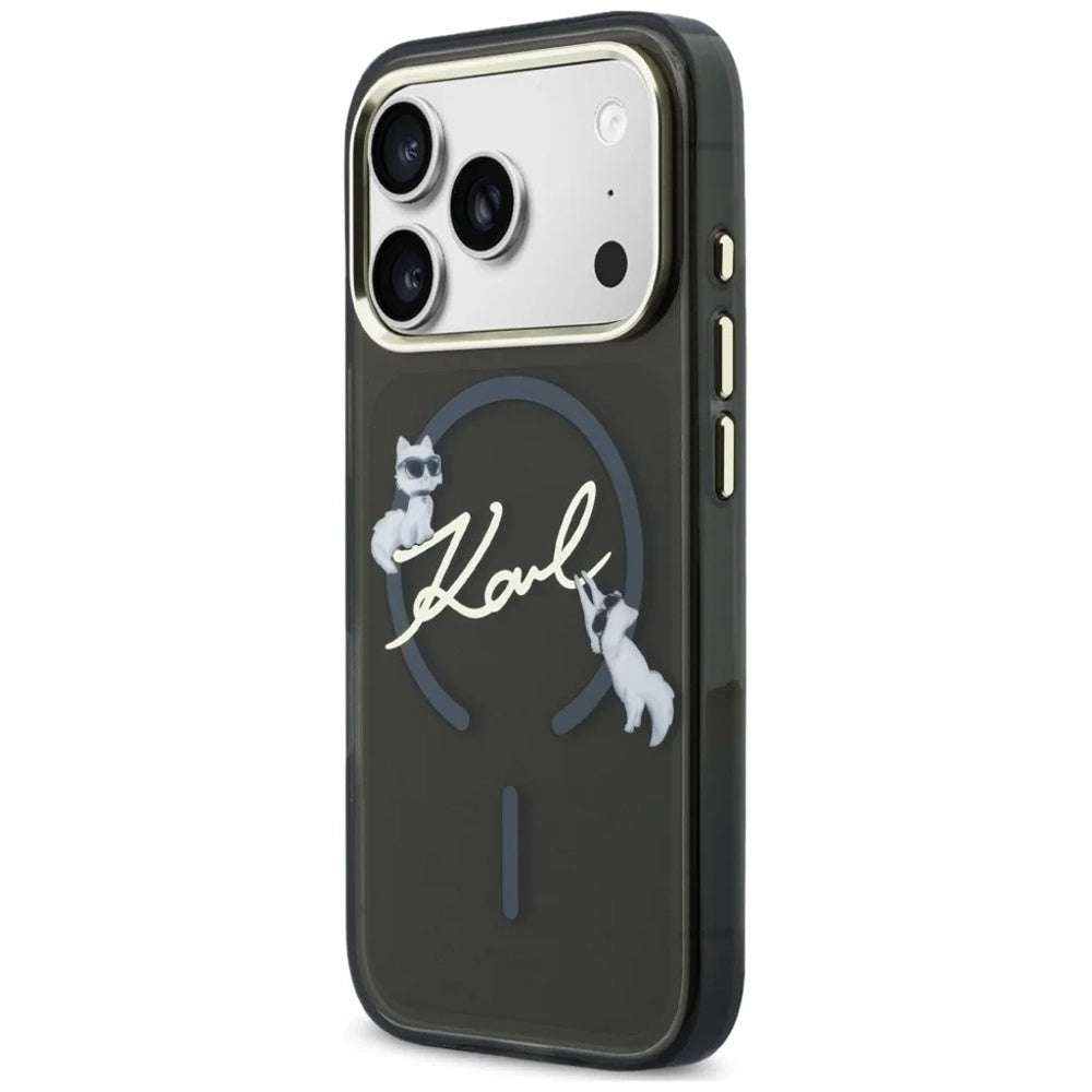 MagSafe-Hülle für Apple iPhone 18 Pro, Karl Lagerfeld, IML Choupette Karl Script Logo, Schwarz