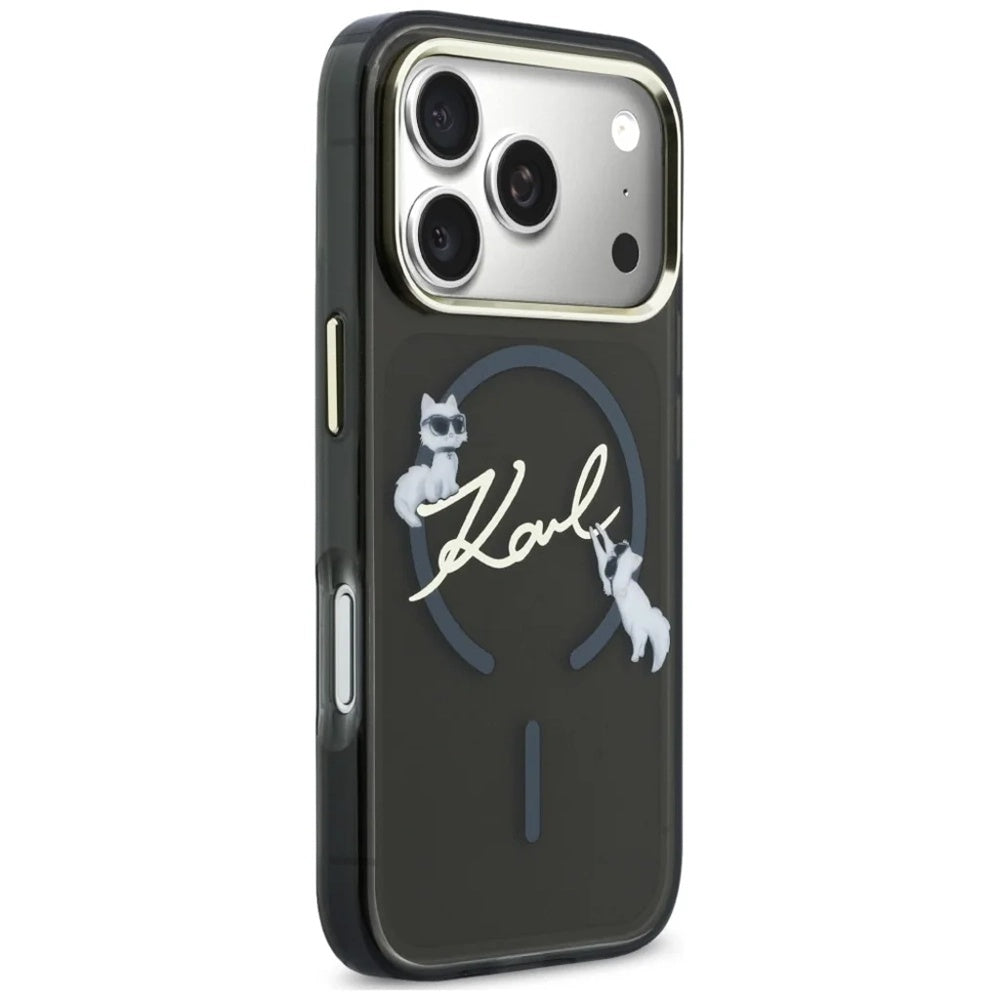 MagSafe-Hülle für Apple iPhone 18 Pro, Karl Lagerfeld, IML Choupette Karl Script Logo, Schwarz