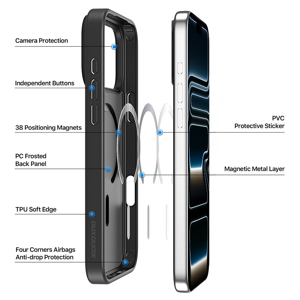 Coque MagSafe pour Apple iPhone 18 Pro Max / 17 Pro Max, DUX DUCIS, Yind, noire