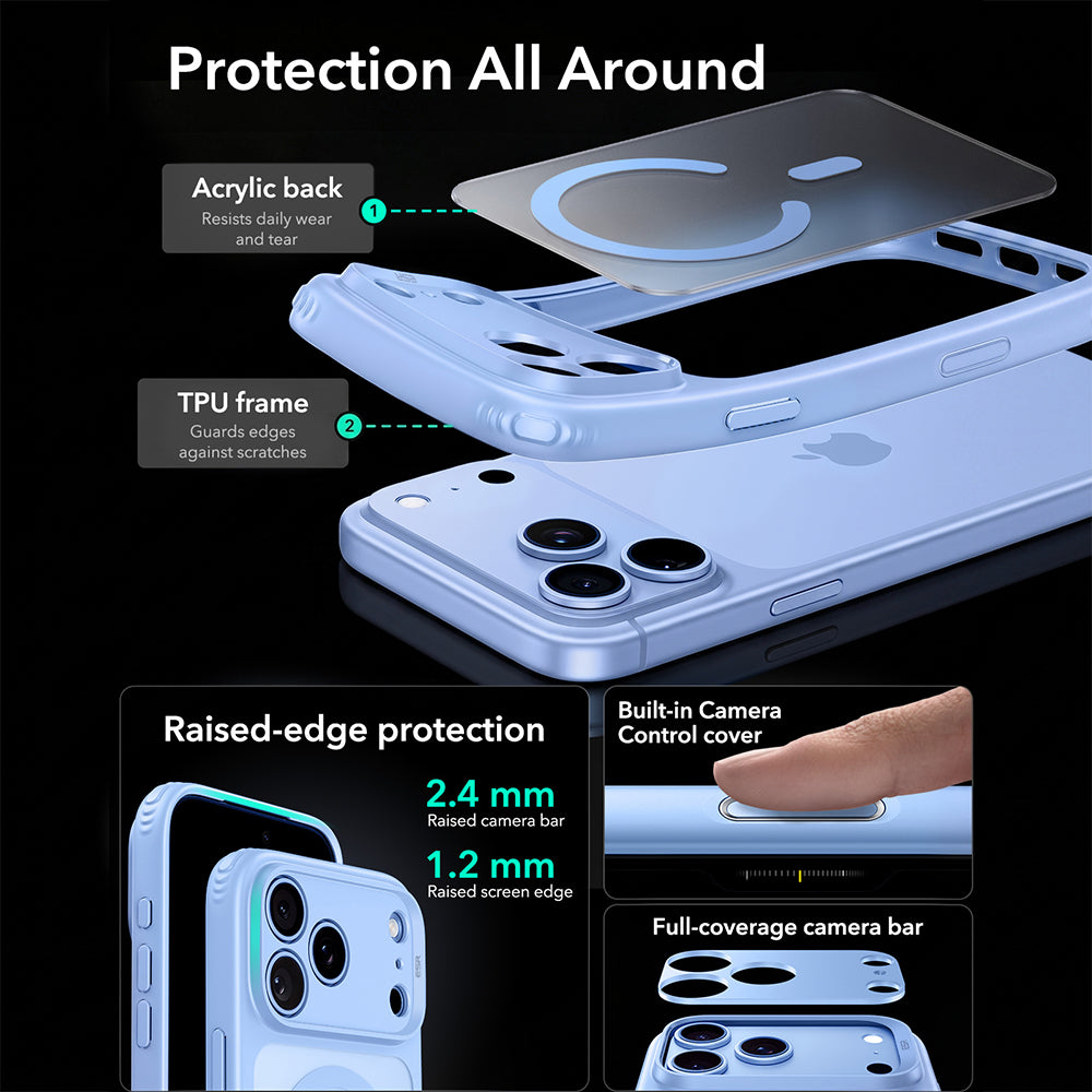 Coque MagSafe pour Apple iPhone 18 Pro Max / 17 Pro Max, ESR, Classic Hybrid, Bleu Satiné