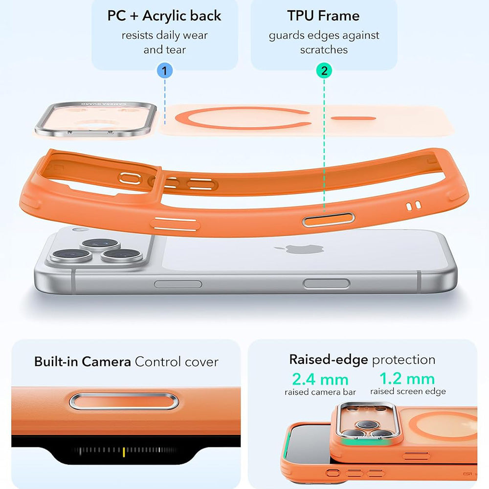 Coque MagSafe pour Apple iPhone 18 Pro Max / 17 Pro Max, ESR, Classic Hybrid Kickstand, Orange Satinée