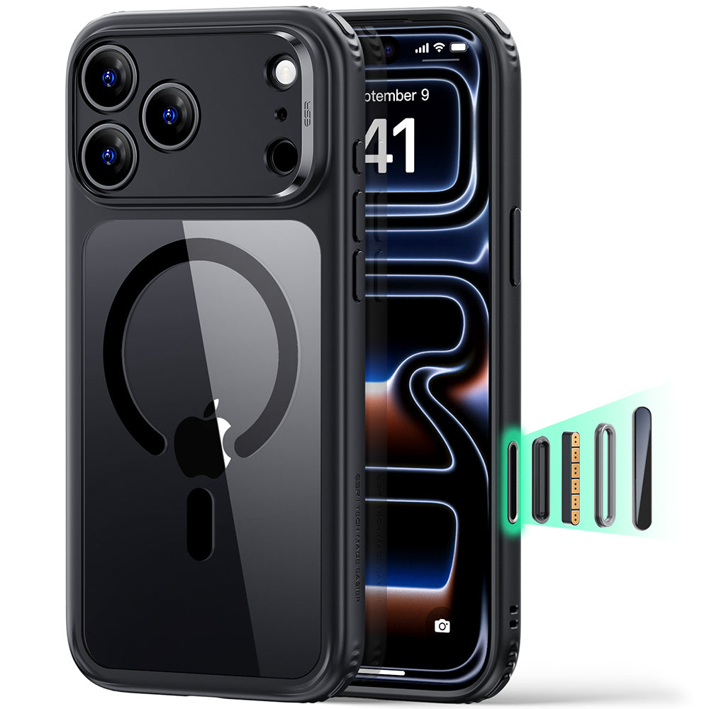 Custodia MagSafe per Apple iPhone 18 Pro Max / 17 Pro Max, ESR, Classic Hybrid, Nero Trasparente